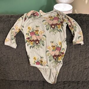 Kate Quinn Floral Long-Sleeve Bodysuit - Cream, Pink, Yellow, Green